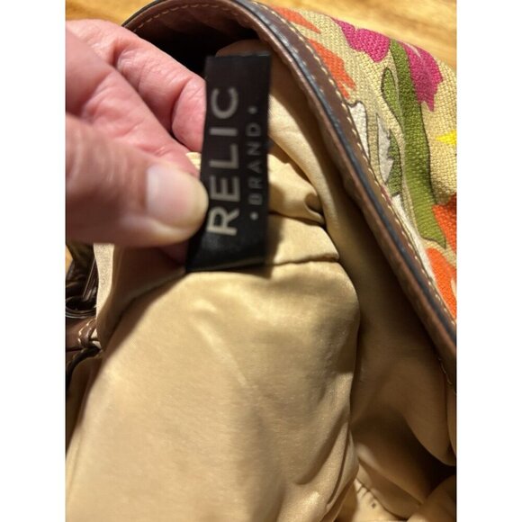 RELIC Fossil Floral Canvas Purse Leather Accents Boho Cottagecore Summer Handbag - Picture 9 of 14